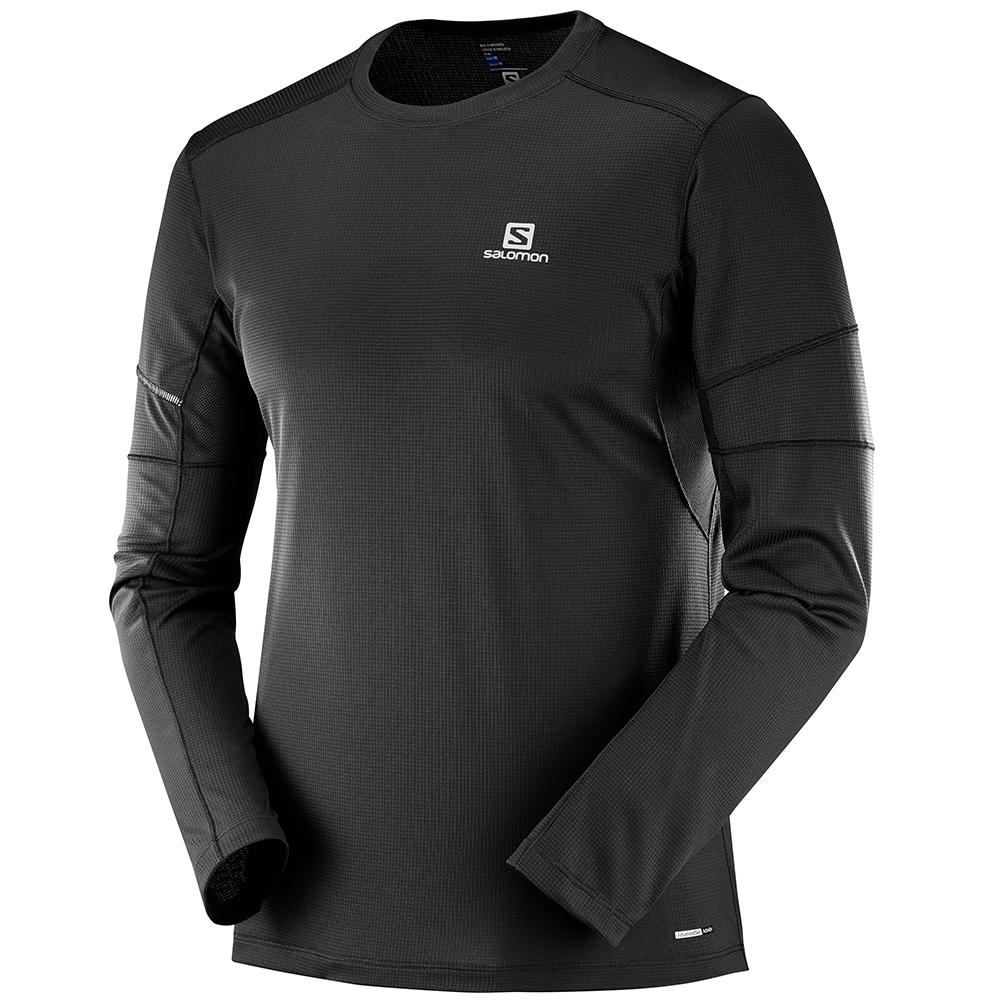 SALOMON AGILE LS M Philippines - Men's Tops - Black | 954082-ZPS